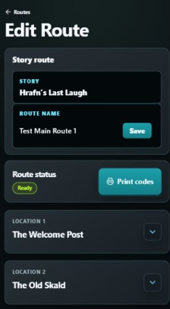 Custom story route setup screen